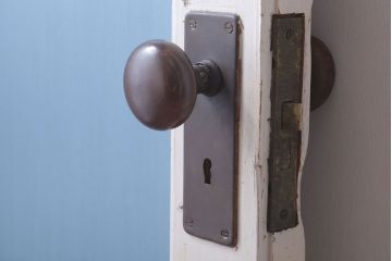 アンティークペイント　両開き　銀モールガラス入り!ドア2枚1対