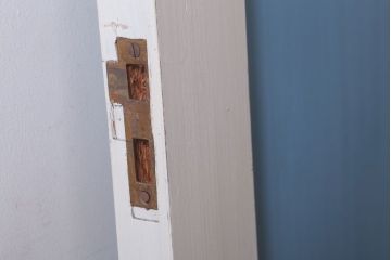 アンティークペイント　両開き　銀モールガラス入り!ドア2枚1対