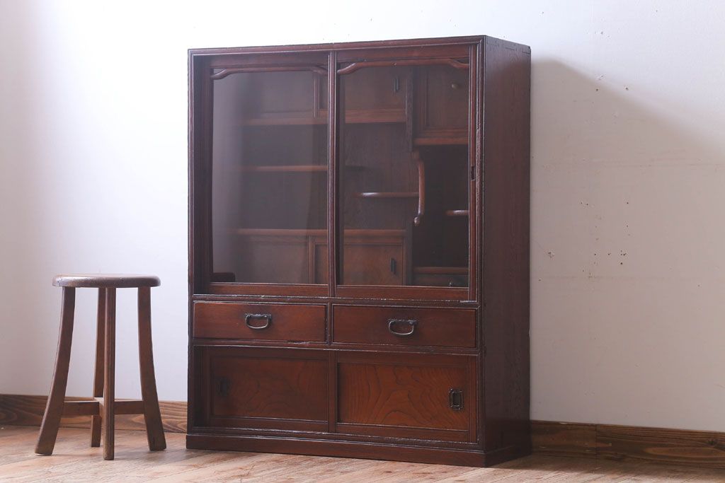 アンティーク家具　和製アンティーク　大正〜昭和期　上品な茶箪笥(収納棚)