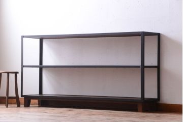 ラフジュ工房オリジナル　脚付きのシンプルな背の低いアイアンラック(大)(2)