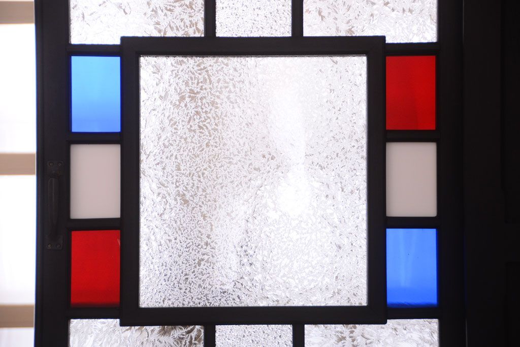 アンティーク家具　大正ロマン　色ガラス入り!特大アンティーク本箱(ブックケース)