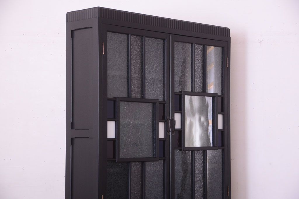 アンティーク家具　大正ロマン　色ガラス入り!特大アンティーク本箱(ブックケース)