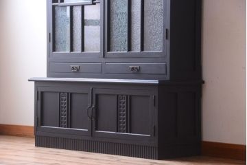 アンティーク家具　大正ロマン　色ガラス入り!特大アンティーク本箱(ブックケース)