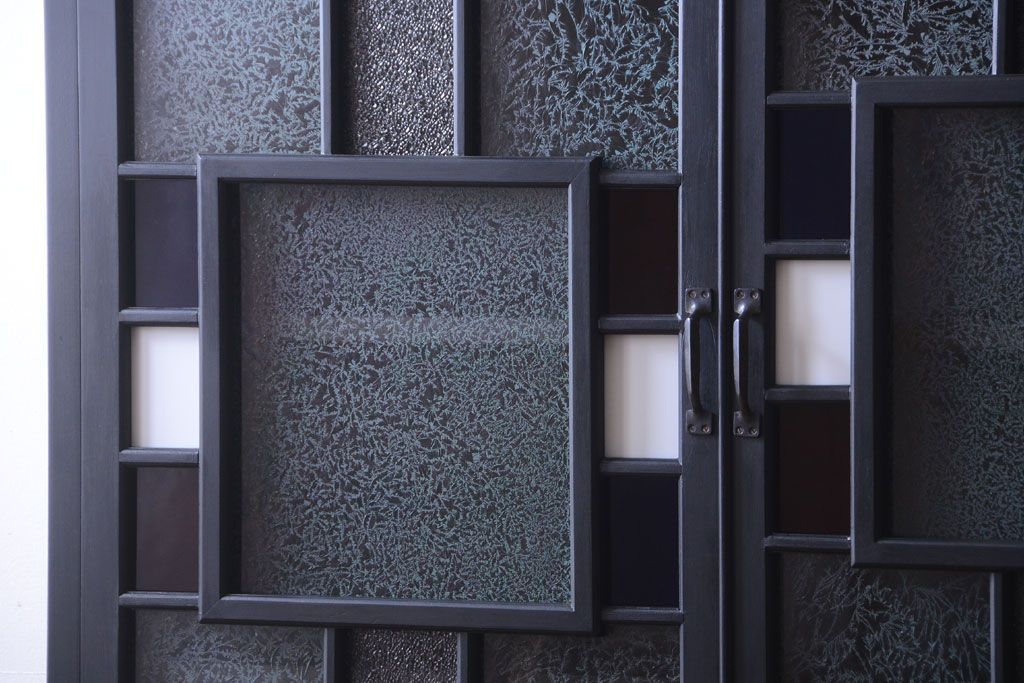 アンティーク家具　大正ロマン　色ガラス入り!特大アンティーク本箱(ブックケース)