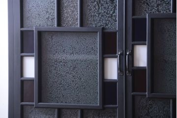 アンティーク家具　大正ロマン　色ガラス入り!特大アンティーク本箱(ブックケース)