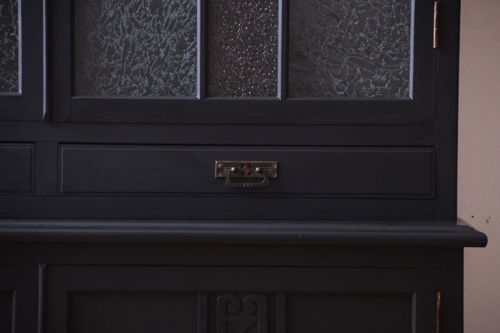 アンティーク家具　大正ロマン　色ガラス入り!特大アンティーク本箱(ブックケース)