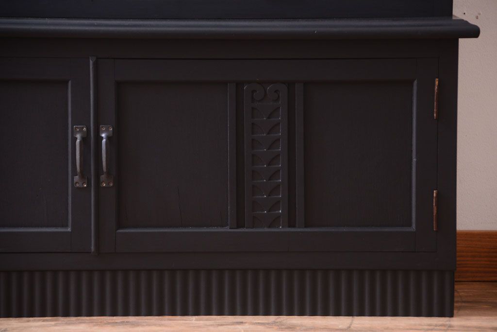 アンティーク家具　大正ロマン　色ガラス入り!特大アンティーク本箱(ブックケース)