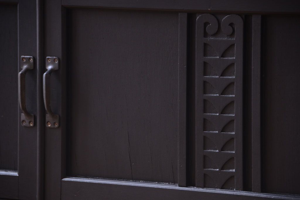 アンティーク家具　大正ロマン　色ガラス入り!特大アンティーク本箱(ブックケース)