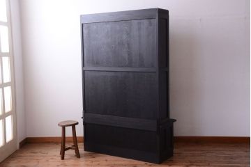 アンティーク家具　大正ロマン　色ガラス入り!特大アンティーク本箱(ブックケース)