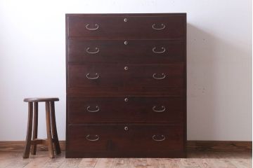 レトロ家具　昭和レトロ　シンプルな二段重ね衣装箪笥(チェスト)