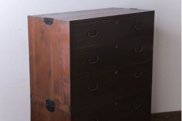 レトロ家具　昭和レトロ　シンプルな二段重ね衣装箪笥(チェスト)