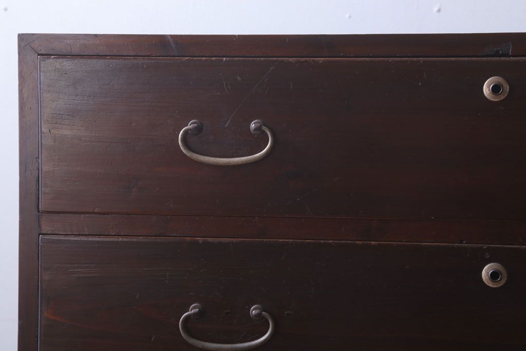 レトロ家具　昭和レトロ　シンプルな二段重ね衣装箪笥(チェスト)