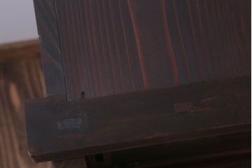 アンティーク家具　和製アンティーク　モールガラス引き戸の脚付きサイドボード(収納棚)(2)