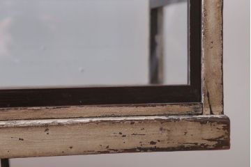 レトロ家具　和製アンティーク　鉄脚付き!レトロなオリジナルペイントの横長ガラスケース(ショーケース)