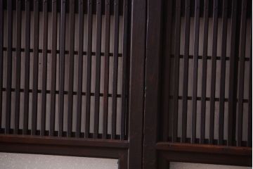 古民具・骨董　裏障子付き!ダイヤガラス帯の幅が狭いアンティーク格子戸4枚セット