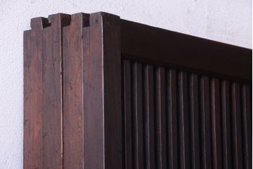 古民具・骨董　裏障子付き!ダイヤガラス帯の幅が狭いアンティーク格子戸4枚セット