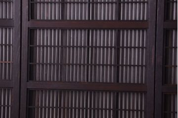 古民具・骨董　裏障子付き!ダイヤガラス帯の幅が狭いアンティーク格子戸4枚セット