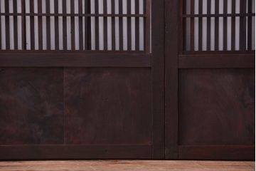 古民具・骨董　裏障子付き!ダイヤガラス帯の幅が狭いアンティーク格子戸4枚セット