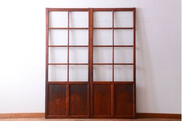 昭和レトロ　店舗におすすめ!背が高いアンティークガラス戸2枚セット