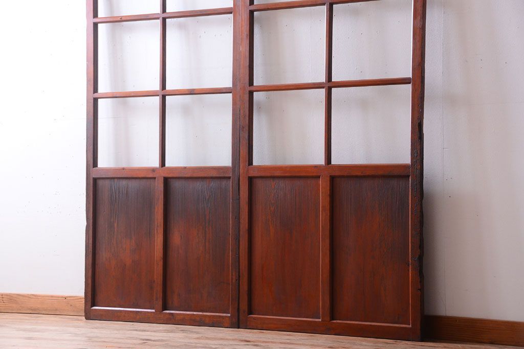 昭和レトロ　店舗におすすめ!背が高いアンティークガラス戸2枚セット