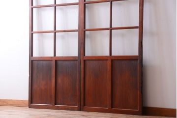 昭和レトロ　店舗におすすめ!背が高いアンティークガラス戸2枚セット