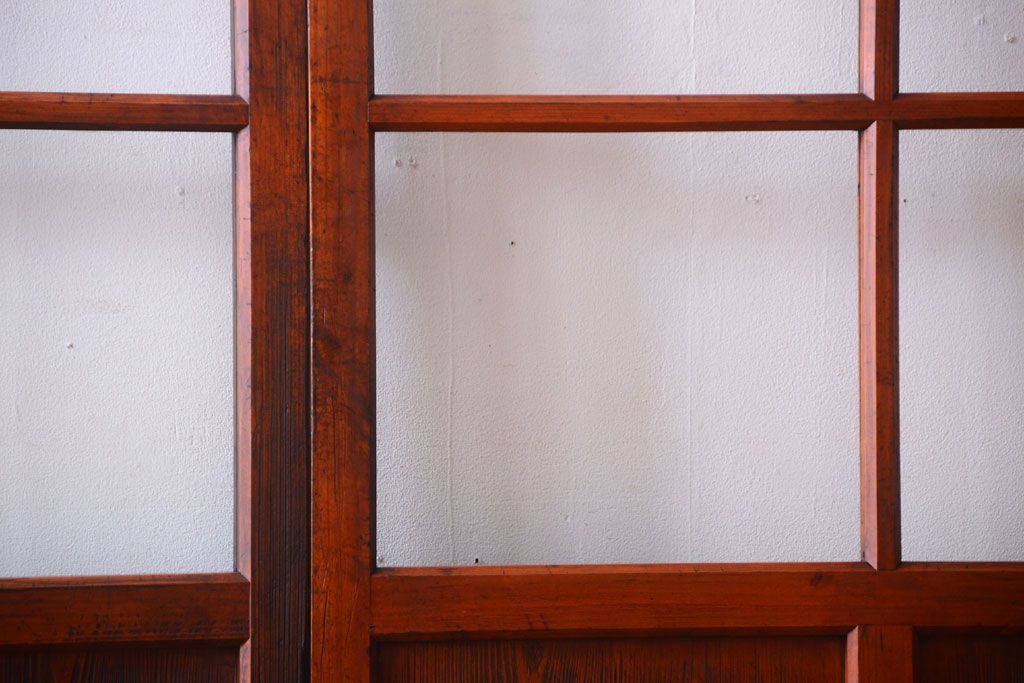 昭和レトロ　店舗におすすめ!背が高いアンティークガラス戸2枚セット