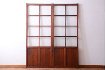 昭和レトロ　店舗におすすめ!背が高いアンティークガラス戸2枚セット