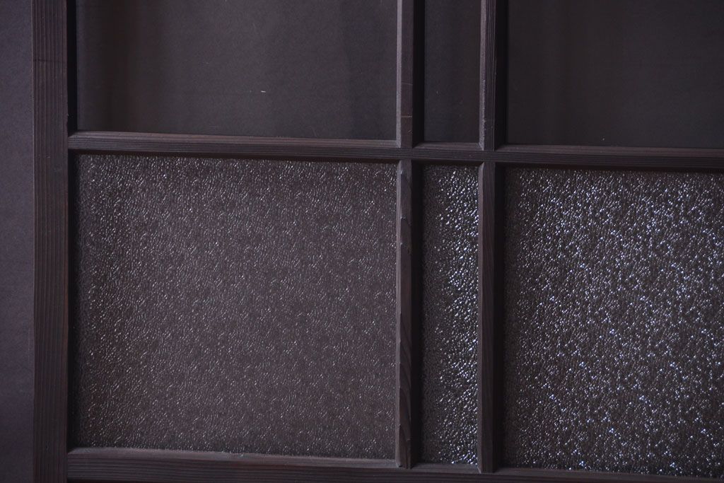 和製アンティーク　ダイヤガラス入り!古い木のガラス戸2枚セット