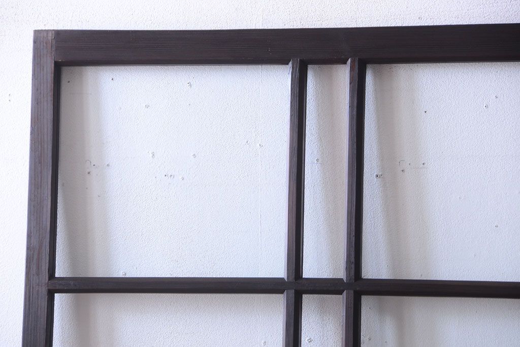 和製アンティーク　ダイヤガラス入り!古い木のガラス戸2枚セット