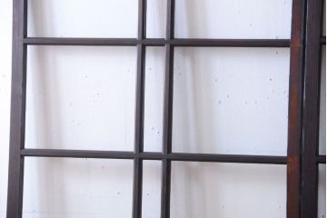 和製アンティーク　ダイヤガラス入り!古い木のガラス戸2枚セット