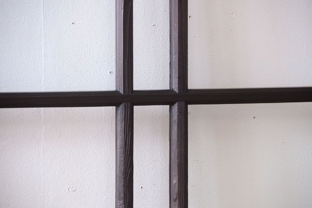 和製アンティーク　ダイヤガラス入り!古い木のガラス戸2枚セット