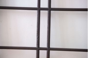 和製アンティーク　ダイヤガラス入り!古い木のガラス戸2枚セット