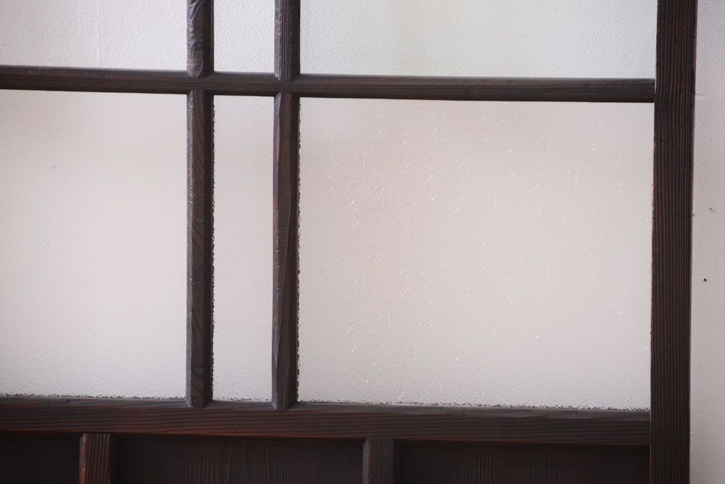 和製アンティーク　ダイヤガラス入り!古い木のガラス戸2枚セット