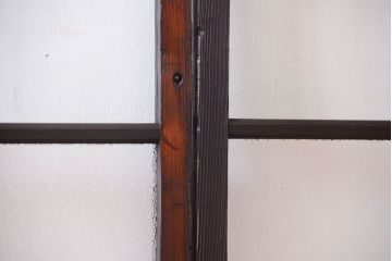 和製アンティーク　ダイヤガラス入り!古い木のガラス戸2枚セット