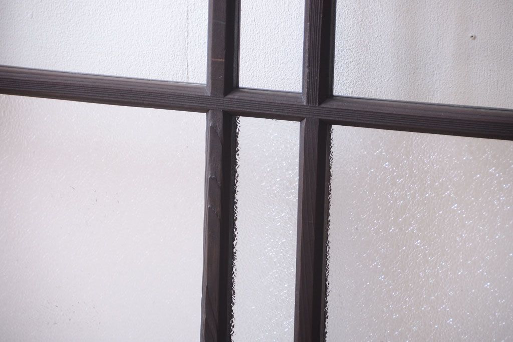 和製アンティーク　ダイヤガラス入り!古い木のガラス戸2枚セット