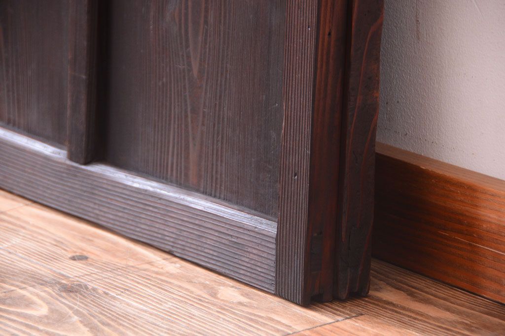 和製アンティーク　ダイヤガラス入り!古い木のガラス戸2枚セット