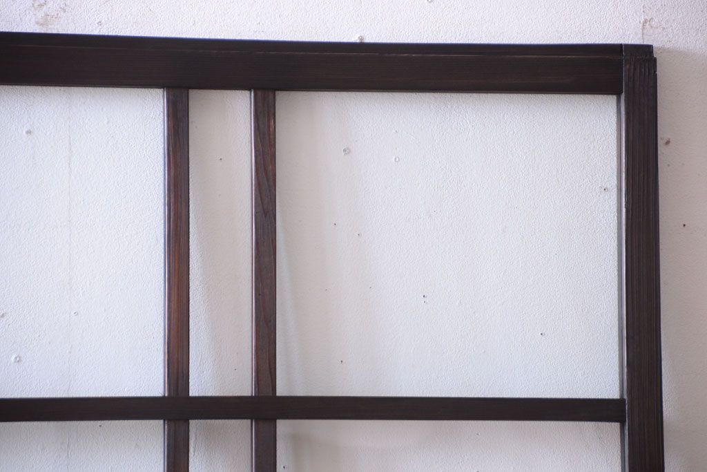 和製アンティーク　ダイヤガラス入り!古い木のガラス戸2枚セット