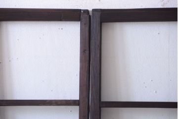 和製アンティーク　ダイヤガラス入り!古い木のガラス戸2枚セット