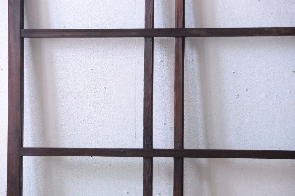 和製アンティーク　ダイヤガラス入り!古い木のガラス戸2枚セット