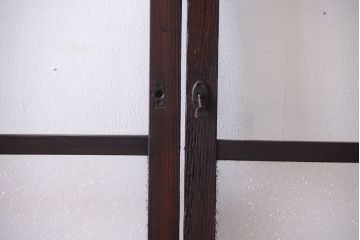 和製アンティーク　ダイヤガラス入り!古い木のガラス戸2枚セット