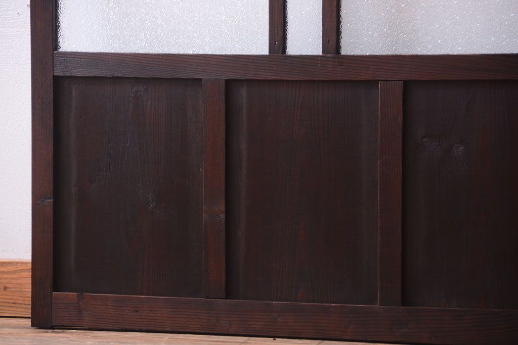 和製アンティーク　ダイヤガラス入り!古い木のガラス戸2枚セット