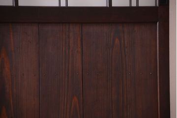 和製アンティーク ダイヤガラスとプレスガラス入り!レトロな古い木の格子引き戸