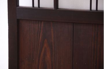 和製アンティーク ダイヤガラスとプレスガラス入り!レトロな古い木の格子引き戸