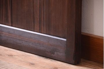 和製アンティーク ダイヤガラスとプレスガラス入り!レトロな古い木の格子引き戸