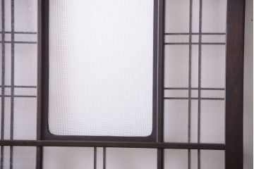 和製アンティーク ダイヤガラスとプレスガラス入り!レトロな古い木の格子引き戸