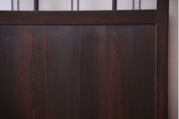 和製アンティーク ダイヤガラスとプレスガラス入り!レトロな古い木の格子引き戸