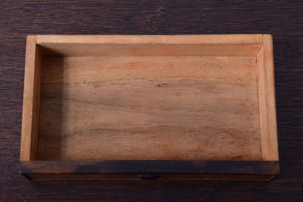 レトロ家具　昭和レトロ　黒柿材とタモ玉杢材!小物入れ(小箱)