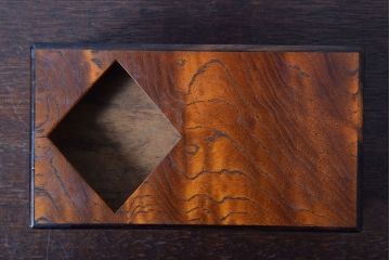 レトロ家具　昭和レトロ　黒柿材とタモ玉杢材!小物入れ(小箱)