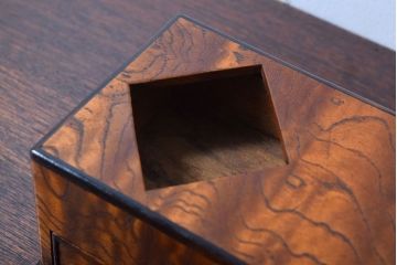 レトロ家具　昭和レトロ　黒柿材とタモ玉杢材!小物入れ(小箱)