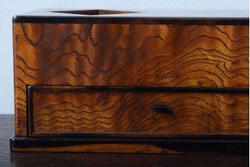 レトロ家具　昭和レトロ　黒柿材とタモ玉杢材!小物入れ(小箱)